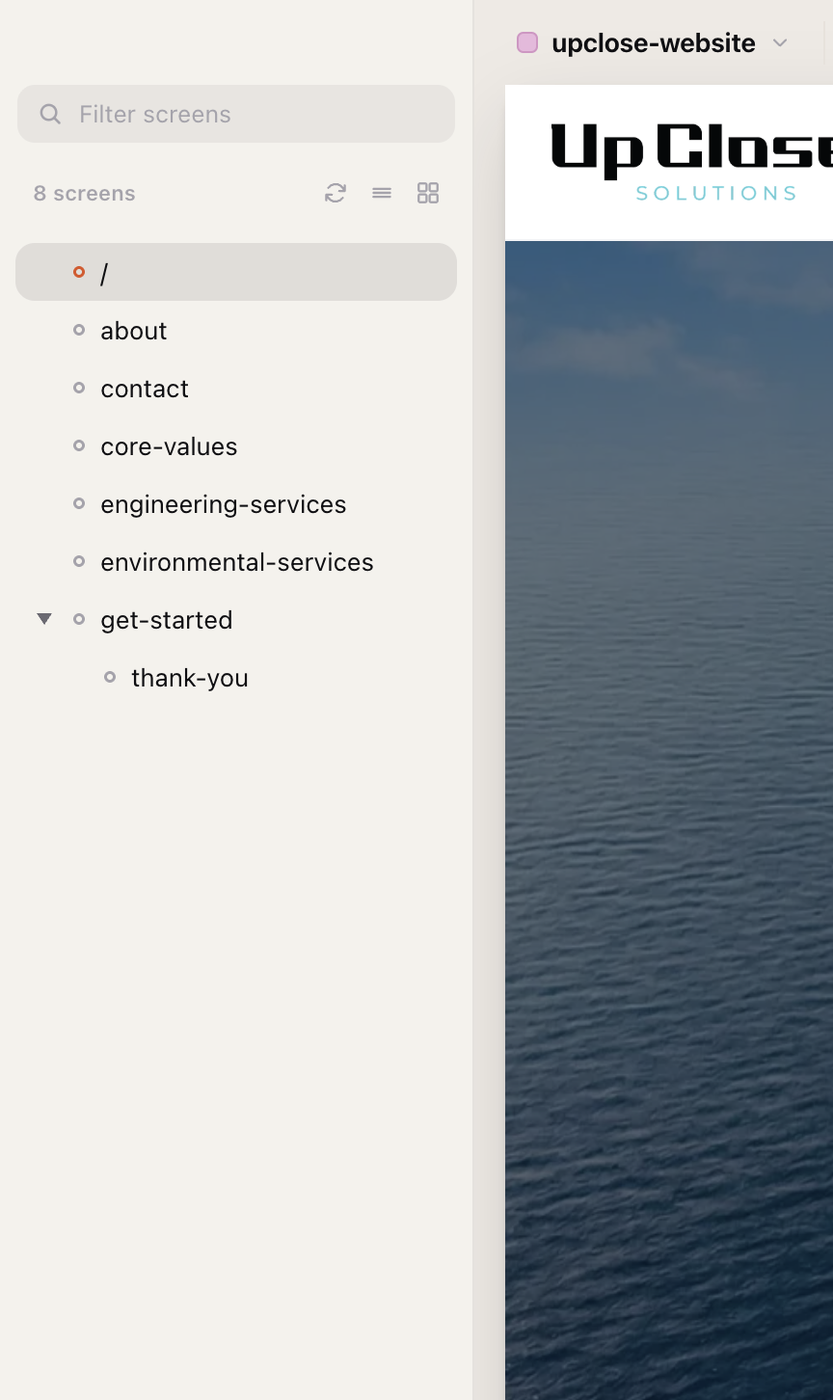 Eight screens discovered from a Laravel route table